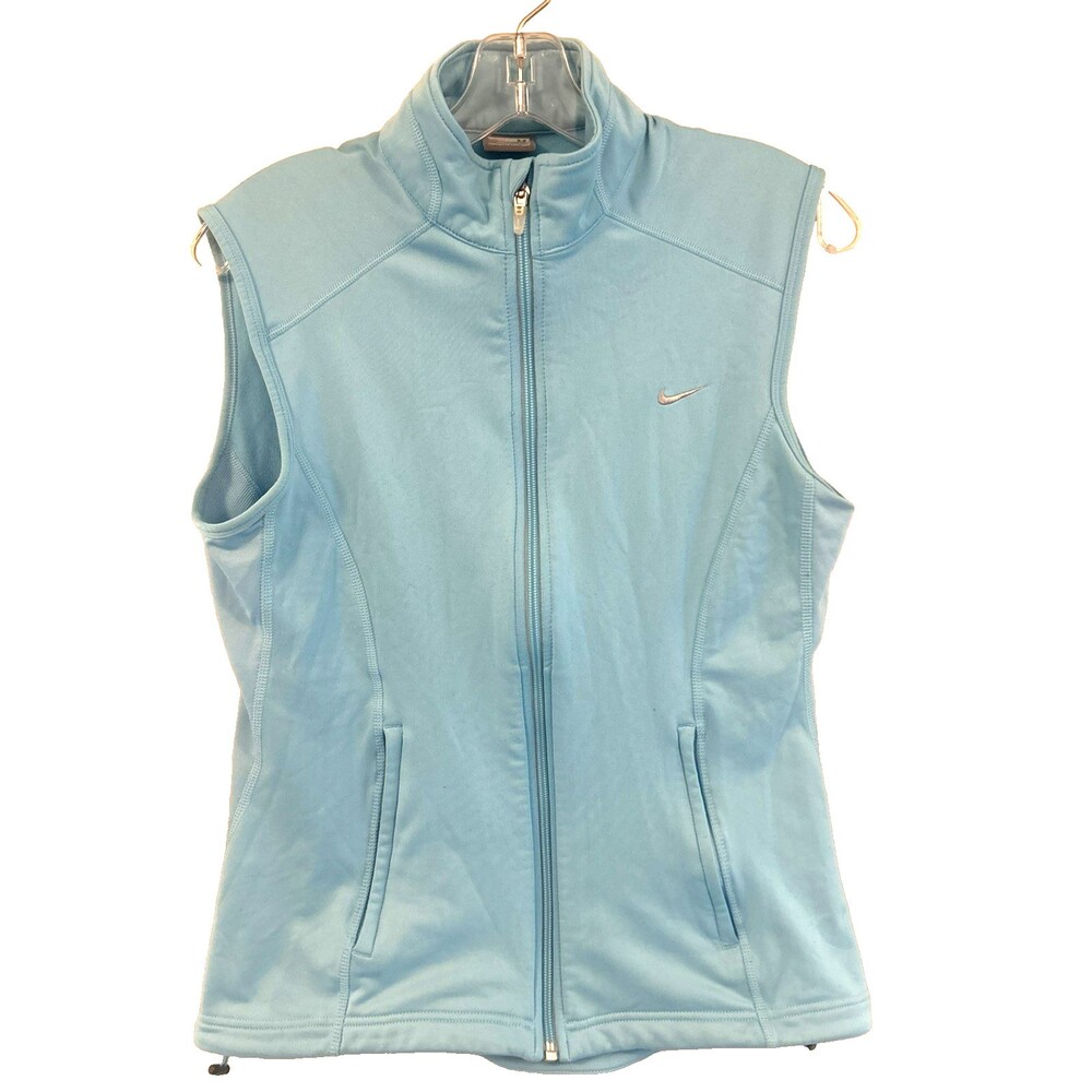 Nike Dri-Fit Vest Womens M Light Blue 258057-459 Reflective Ski Running Walking